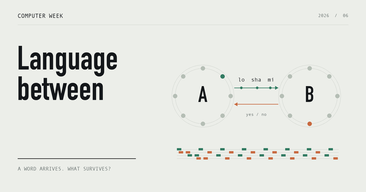 Two eight-position rings exchange words and replies while their clocks turn at different rates.